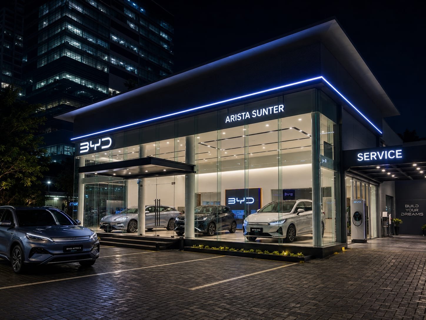 Gedung Dealer BYD Arista Sunter Eksterior